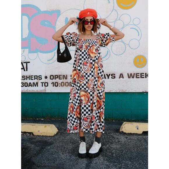 Dressed in LALA Dresses & Skirts - Dressed In Lala Palm Springs Smocked Dress in Lions, Tigers, Check Small $136